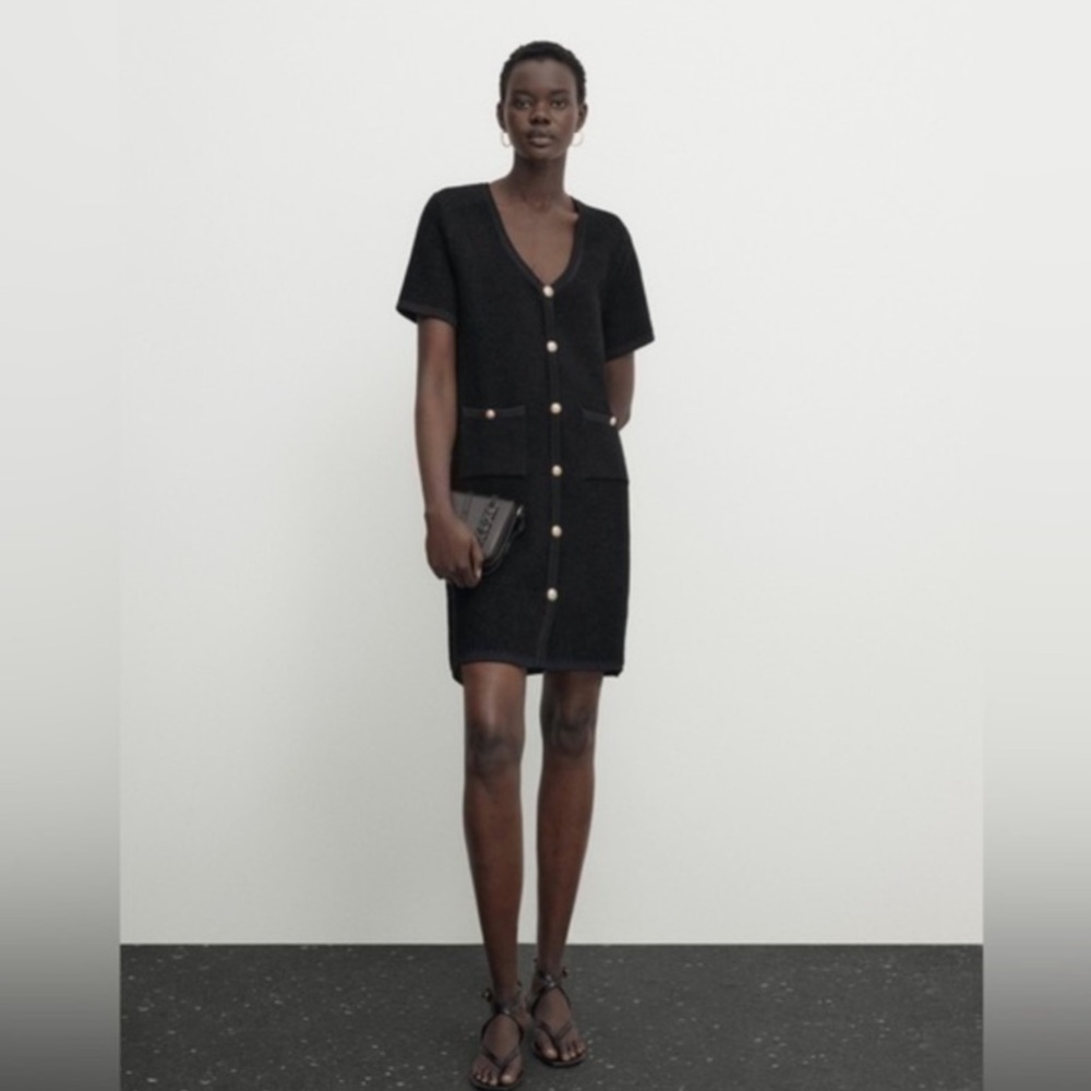 Massimo Dutti Boucle Knit short sleeve dress
